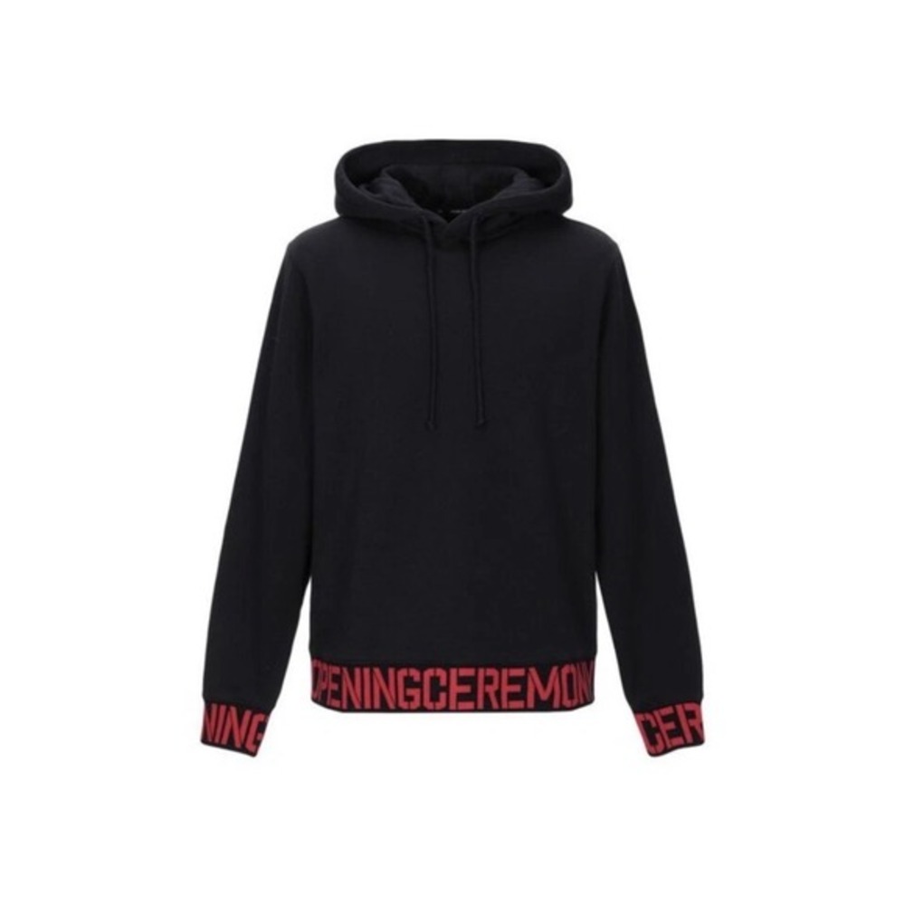 Opening Ceremony‎ Hoodie Mens Black Red Logo Trim Pullover F18TEM22065 Medium